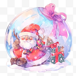 圣诞老人带着水晶雪球大礼品袋