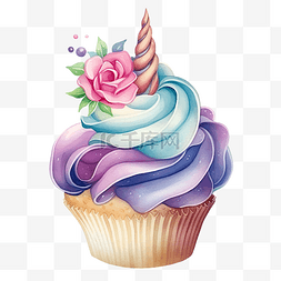 粉色水彩蛋糕图片_水彩花式独角兽蛋糕