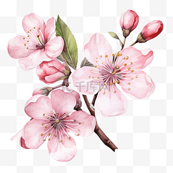 可爱的粉花图片_粉红色的花朵水彩插图