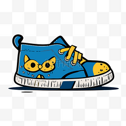 蓝色猫头图片_皮特猫鞋 向量