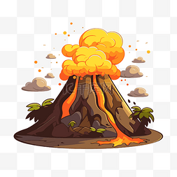 喷发的火山剪贴画卡通火山隔离在