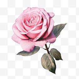 礼物粉红图片_画有叶子的粉红玫瑰花蕾，特写隔