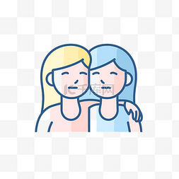 两个女性朋友拥抱符号插图 向量