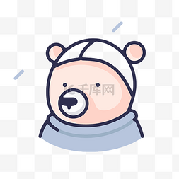 熊宝宝的鼻子在帽子图标中 向量