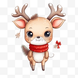 圣诞快乐可爱着色驯鹿画红鼻子