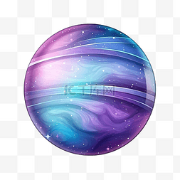 紫色的星图片_闪亮的蓝紫色发光星行星插画科学
