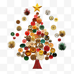 由彩色缝纫配件制成的圣诞树的顶