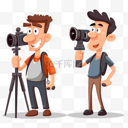 两个人站着图片_准确性剪贴画两个人物拿着相机站