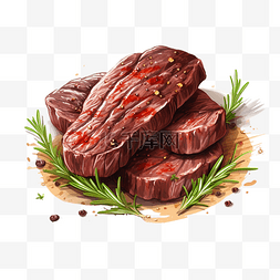 切牛排图片_多汁的烤牛肉插画ai生成