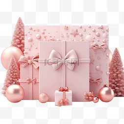 公寓图片_圣诞快乐，粉红色表面有节日装饰
