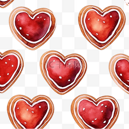 情人节心形图案图片_无缝图案与水彩指纹巧克力和草莓