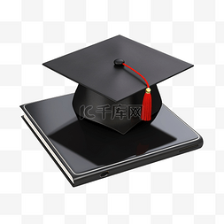 文化手册图片_打开书本和毕业帽，配有文凭滚动