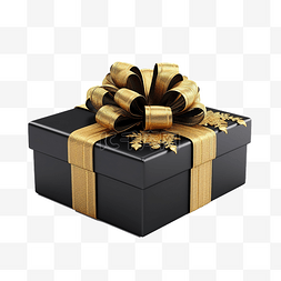 惊喜豪礼图片_黑色圣诞礼盒，配有金丝带弓和黑