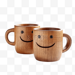 快乐的棕色木质杯子