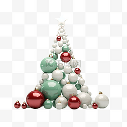 几何抽像图片_由球制成的抽象白色圣诞枞树