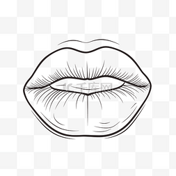 女性嘴唇轮廓图在白色背景草图上