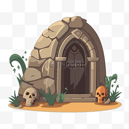 坟墓剪贴画可爱的洞穴与石门和僵