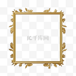 白色优雅相框图片_金色相框与角线花卉相框隔离