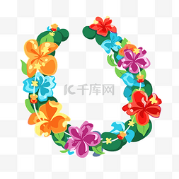 花环剪贴画字母 o 是由花朵卡通构