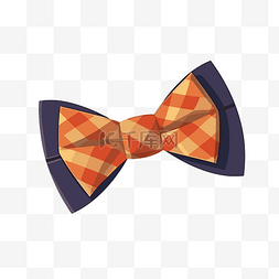 领结剪贴画橙色和黄色格子领结插