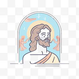耶稣在窗户设计插图中 向量