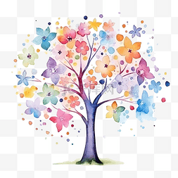 刷子手图片_可爱的树水彩