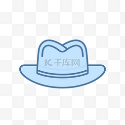 蓝色背景线性图片_风格帽子线图标 向量