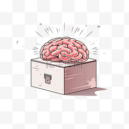 简约风格的盒子和大脑插图