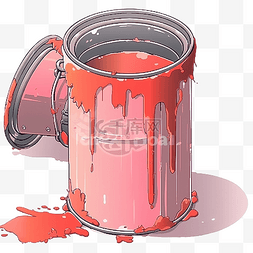打开罐头与红色墙漆