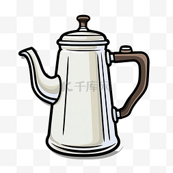 蓝色的茶壶图片_长颈茶壶咖啡壶贴纸工具实用