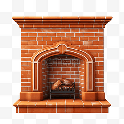 壁炉火炉图片_橙色砖壁炉