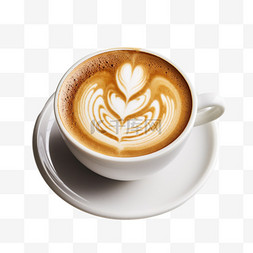 立体咖啡拉花图片_简单拉花咖啡元素立体免抠图案