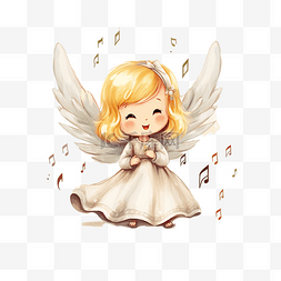 唱歌的人物图片_圣诞快乐，可爱的卡哇伊手绘天使