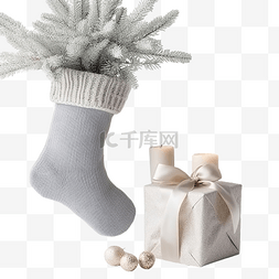 圣诞礼品袜图片_圣诞组合物，配有装饰性袜子和礼