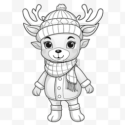 冬季人物系列图片_带有独角兽鹿圣诞人物系列的着色