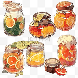 果醬瓶子图片_玻璃罐中的水果蜜饯