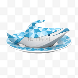 盘子里折纸鲸鱼的插图
