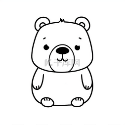 一只可爱的熊的线条画的图片