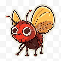 红蜜蜂贴纸矢量艺术设计