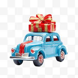 玩具车蓝色图片_节日圣诞贺卡，上面有红色玩具车