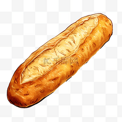 面包可口图片_长面包插画