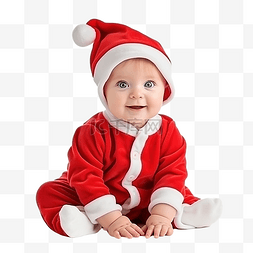 漂亮的小宝宝穿着圣诞服装庆祝圣