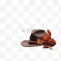 感恩节快乐，戴着朝圣帽和木桌上