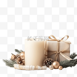 圣诞蜡烛图片_桌上的圣诞蜡烛和节日配饰