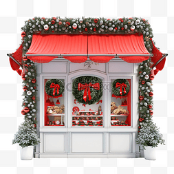 店面店面图片_新鲜的海鲜店面，配有圣诞花环花