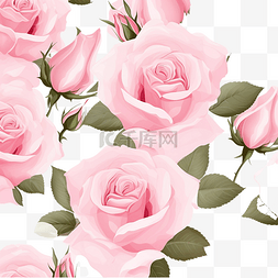 美丽花案图片_无缝花卉图案，白色背景上有嫩粉