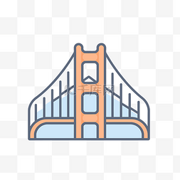 平面风格的金门大桥图标 向量