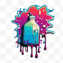 彩色喷漆图片_一瓶带有彩色油漆滴的油漆标志 