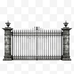 大门的栅栏图片_写实风格的金属丝围栏和大门