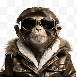 飞行员眼睛图片_戴着飞行员太阳镜的猴子